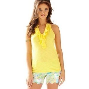 Lilly Pulitzer • Light Yellow Ruffle Cleo Tank